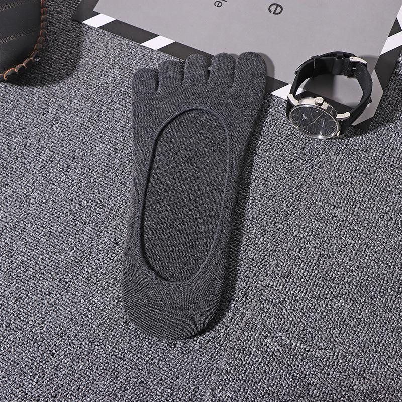 Summer Cotton Five Finger Socks For Men Anti-slip Silicone Invisiable Boat Socks Business Five Toed Socks Breathable Short Socks