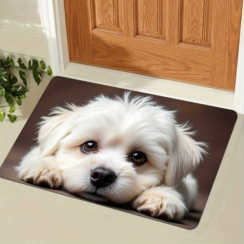 Cute Maltese Dog Pattern Welcome Floor Mat, Indoor and Outdoor Door Mat