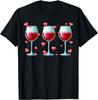 Red Wine Glasses Hearts Valentine Drinker Couple Lovers Graphic Tee Casual T-Shirt
