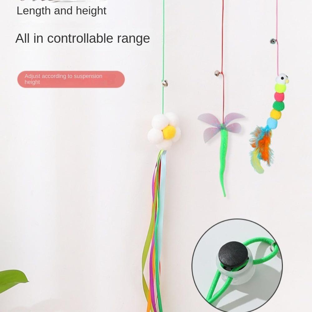 Funny Stick Kitten Swing Cat Toy Dragonfly Shape Feather Bell Elastic Rope New Pet Play  Cat