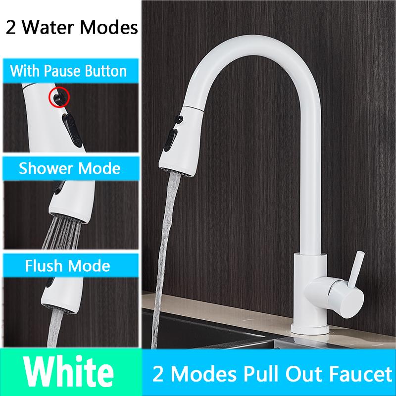 Brushed Nickel Kitchen Faucet Flexible Pull Out Nozzle Kitchen Sink Mixer Tap Stream Sprayer Head Deck Black Hot Cold Water Taps