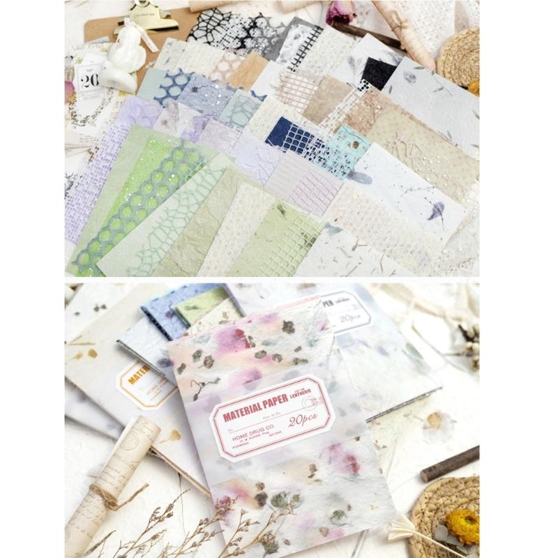 20 Sheets Aesthetic Background Decorative Paper Scrapbooking Decoration Paper for Scrapbook Journal Planner Album