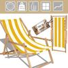 SPRINGOS® Garden Lounger - Folding Sun Lounger Made of Impregnated Wood - White/Yellow