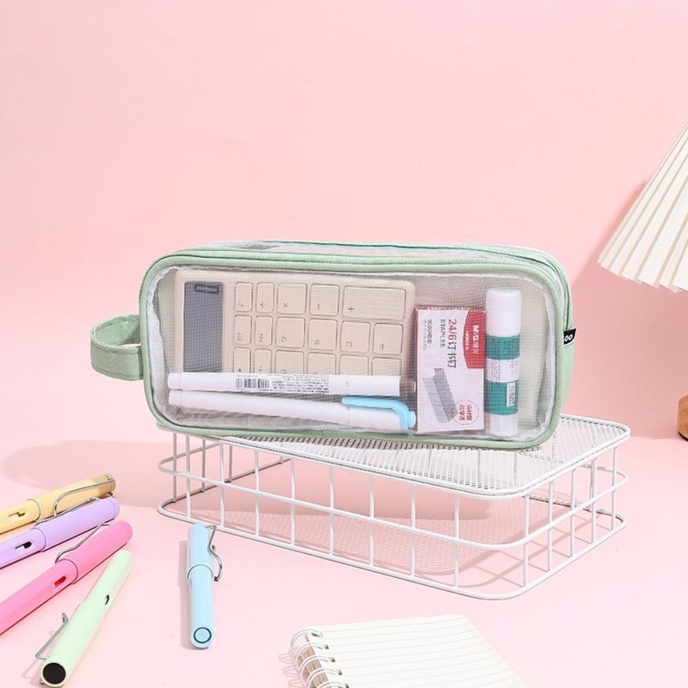 Transparent Pencil Case Mesh Stationery Pouch New Pen Organizer Bag Stationery