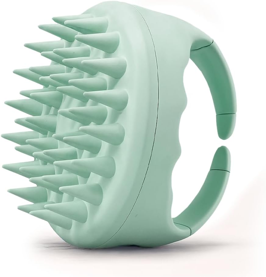 

Hair Scalp Massager Shampoo Brush For Dandruff Removal And Hair Growth Wet Dry Scalp Exfoliator зелений