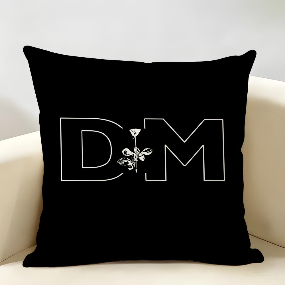 DDepecheMode LOGO Cushion Cover Natural Linen Organic Fabric DoubleSided Printing Room Sofa Decor Pillow Case