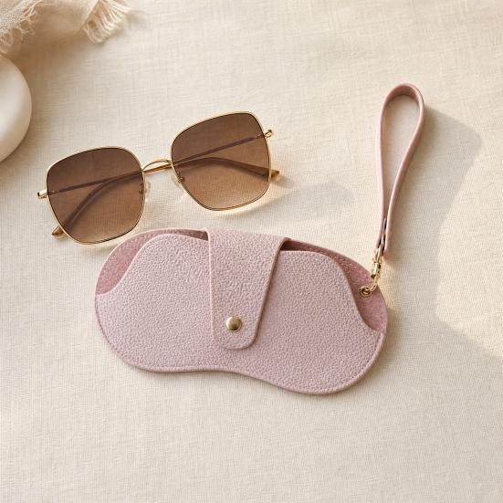 Sunglasses Storage Pouch, Imitation Leather Hanging Glasses Case with Carabiner, Portable Eyeglasses Holder for Bag