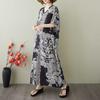 Women's Vintage Long Dress with Cotton and Linen Patterns