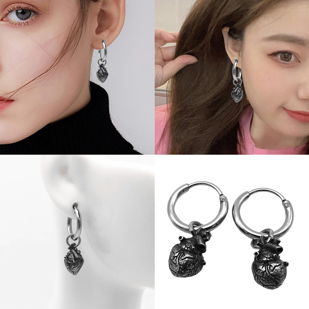 Elegant Heart Dangle Earrings Titaniums Steel Dangling Earrings Eye Catching Ear Drops Unisex Accessory for Party