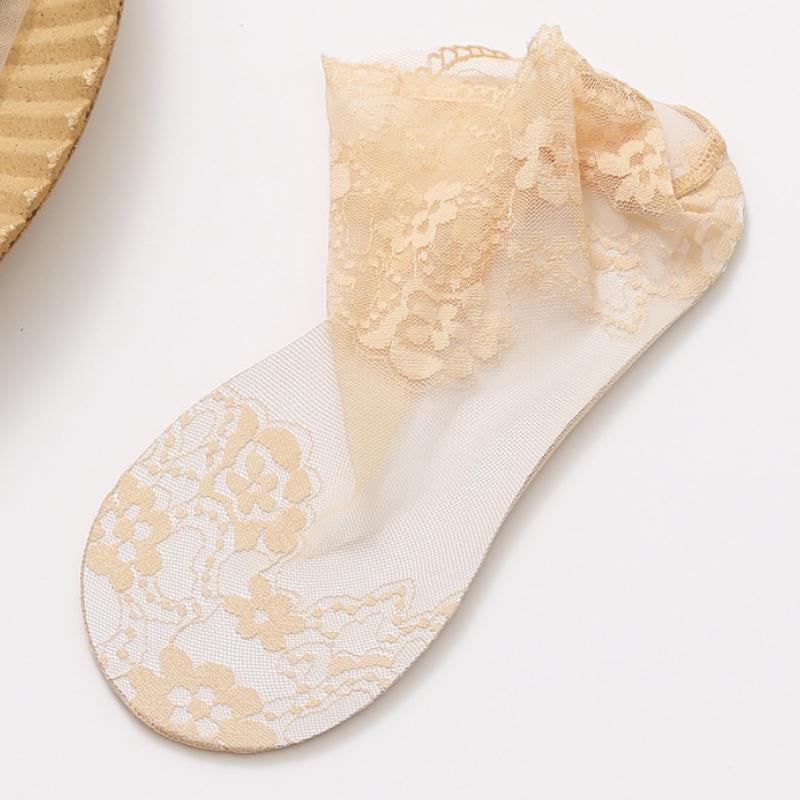 1 Pair Ultra-Thin Lace Ankle Socks Breathable Mesh Socks for Spring and Summer