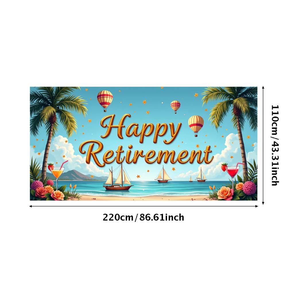 Happy Retirement Banner Balloons Retirement Theme Party Celebration Decoration Backdrop Photography Background Prop Wall Poster