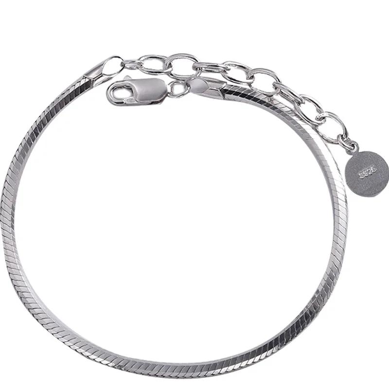 Classic Couple Bracelet for Men Women Valentine's Day Gift Fashion Snake Bone Bracelet Silver Color Stainless Steel Jewelry