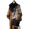 Warm Rose Clusters Fashionable and Elegant Women Contrasting Color Wind Imitation Cashmere Scarf Office Blanket Shawl Scarf