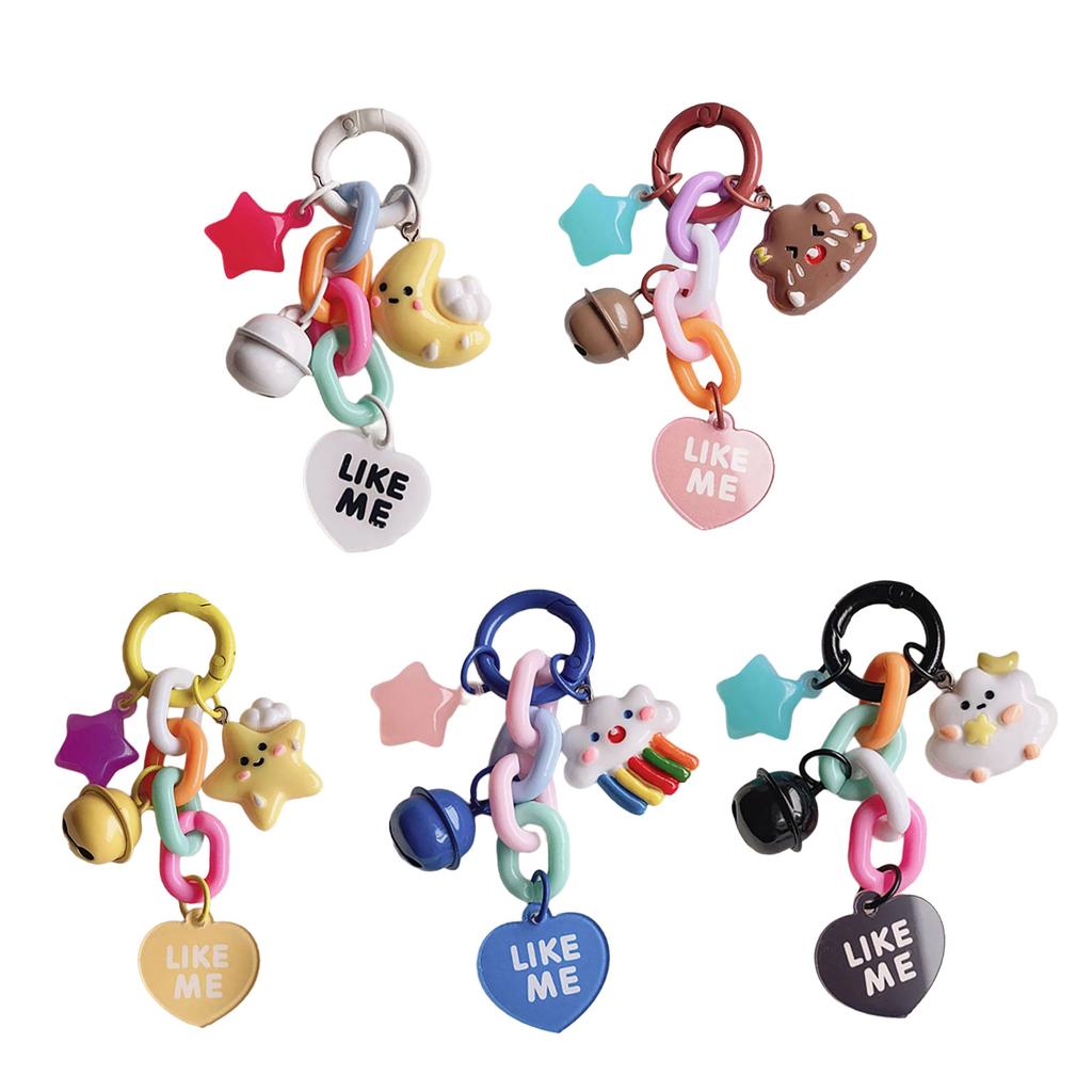 Moon Cloud Star Bell Heart Pendant Keyring Handmade Resin Keychain Women's Handbag Decoration Elegant Bag Ornament