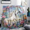 1PC Custom Name Unicorn Flower Patterned Flannel Blanket Suitable For All Seasons for Home Decor Warmth and Comfort Gifts Holiday Present_xia
