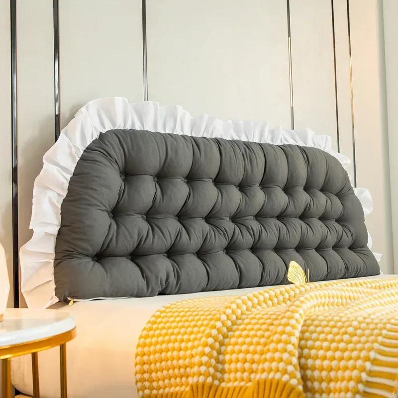 

Rectangular Tatami Pillow Headboard Pink Pillow Bed Sleeping Neck Body Pillow Bedside Cushion Large Backrest Support Bolster 50X90CM темно-сірий колір