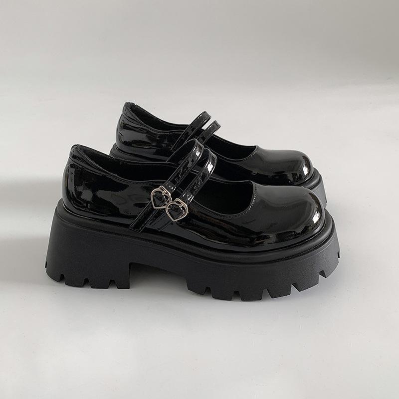 White round head thick heel platform small leather shoes women's 2025 new summer skirt versatile light mouth Mary Jane single shoes