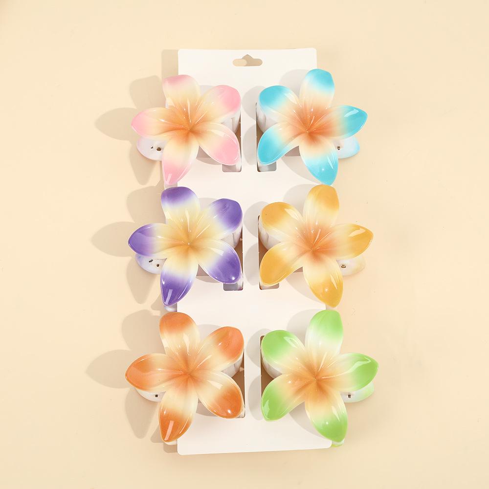 Frangipani Flower Hair Clip for Women, Colorful Beach Accessory, Updo Shark Hairpin, In Stock