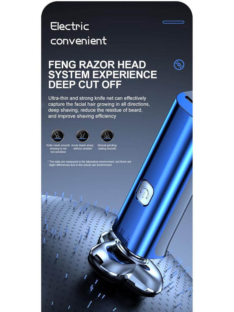 USB-Rechargeable Men's Washable Electric Razor with Intelligent Floating Three-Blade System