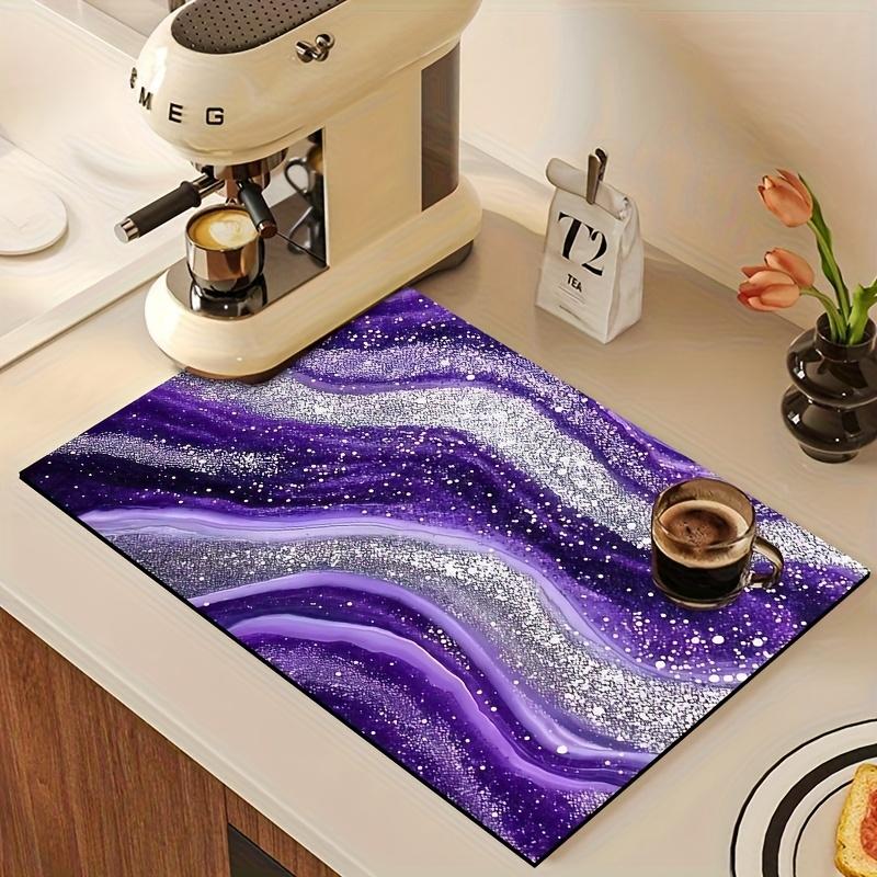 1 Stück Gummi-Abtropfmatte mit lebhaftem Lila für Café, Restaurant, Küche, Teppich, Tischgeschirr, langlebige Kieselgur-Tischmatte, Haustiermatte, Kaffeegeschirr