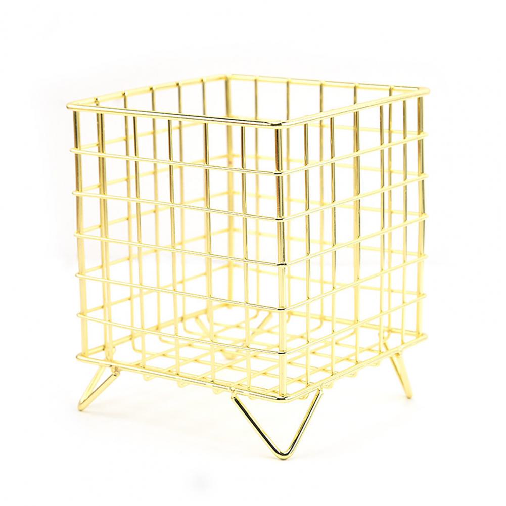 Iron Storage Rack Hollow Out Stainless Iron Wire Mesh Storage Basket Home Office Bathroom Desktop Case Organizer