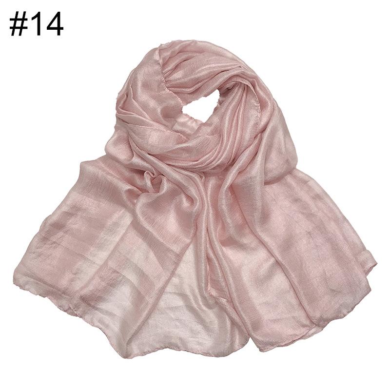 New scarf linen solid color imitation silk soft bag head shawl scarf one piece