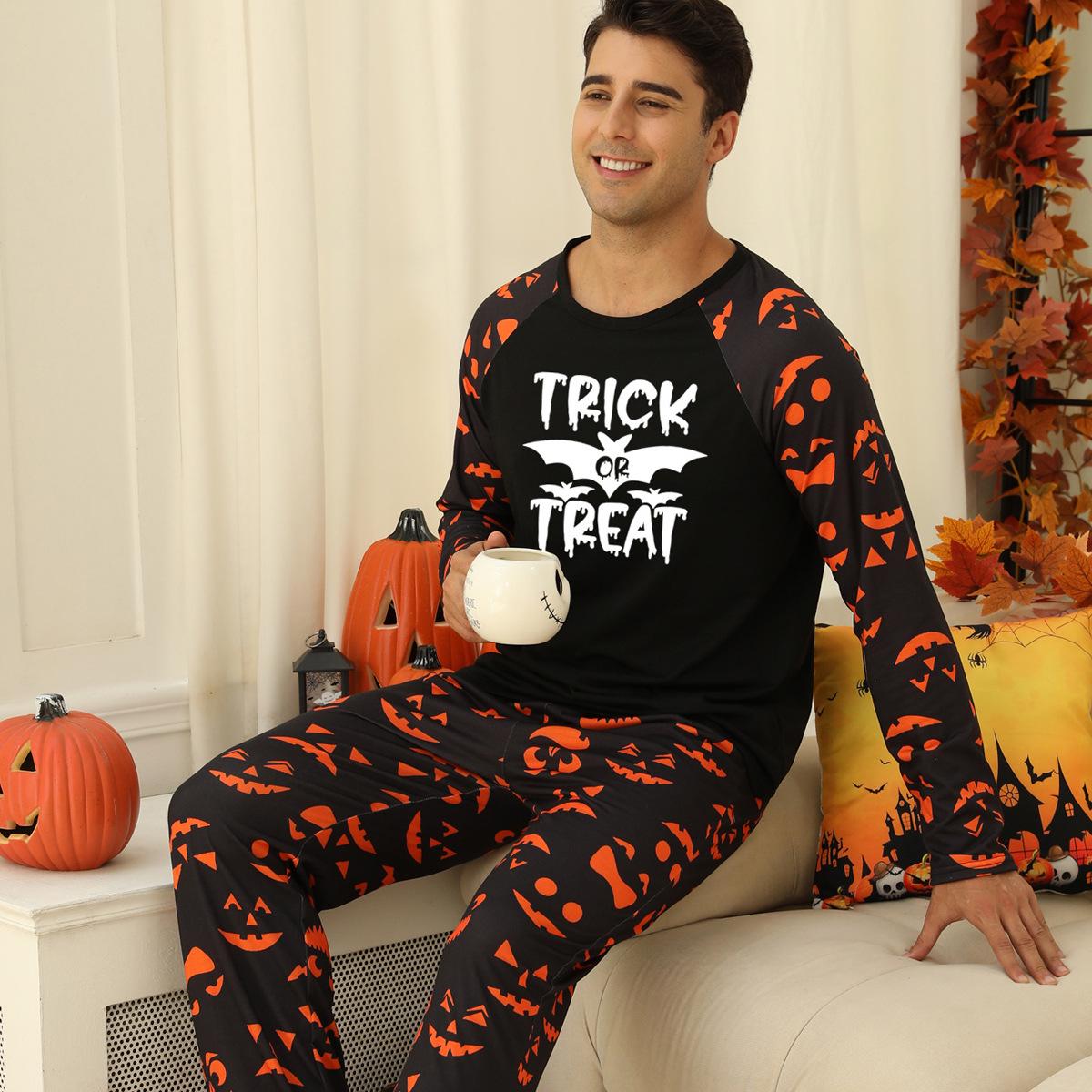 

Men s Two-Piece Halloween Luminous Print Pajama Set XXL
