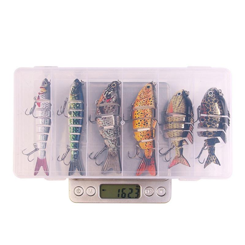6Boxed Lure Set5PCSMulti-section Fish-shaped Bionic Bait, Soft Bait and Hard Bait, Suitable for Both Freshwater and Saltwater, P