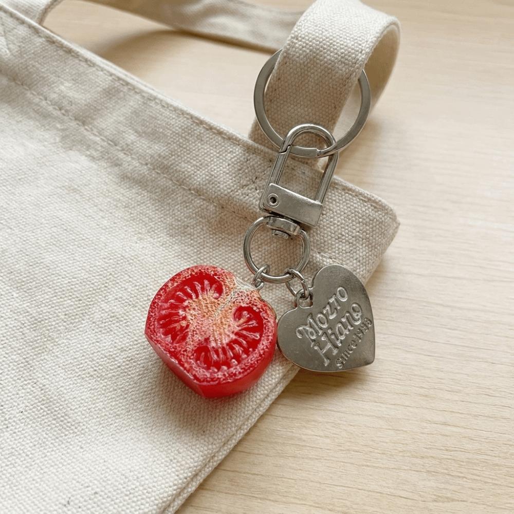 Realistic 3D Tomato Bag Charm Vibrant Colors Resin Key Ring Fruit Key Chain Aesthetic Styling