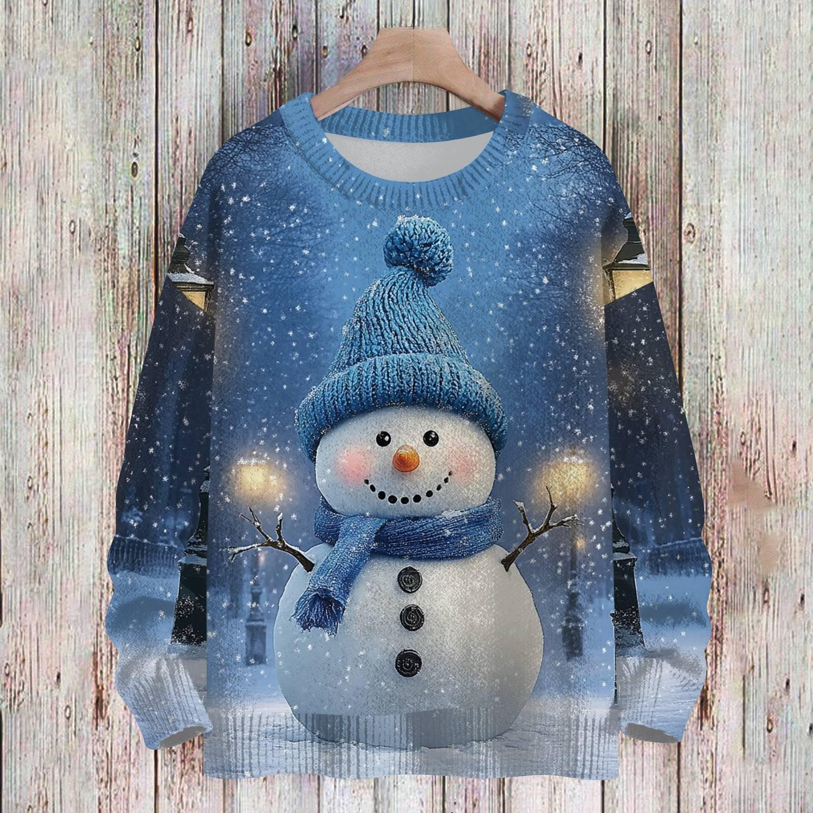 

Рождественские толстовки для детей, вязаные свитера для мальчиков и девочек, симпатичные рубашки, осенние свитера с круглым вырезом, топы 140