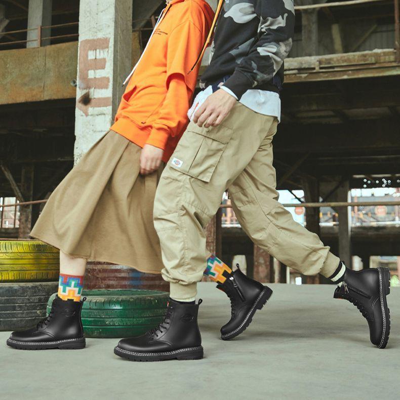 Dickies Two-Layer Cowhide Versatile Short Martin Boots Men boots Black 204M50LXS60