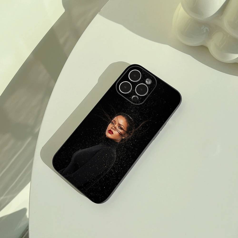 R-Rihanna-pop diva Phone Case For iPhone 17,16,15,14,13,12,11 Pro Max,16/15/14Plus,XS Soft Black Cover