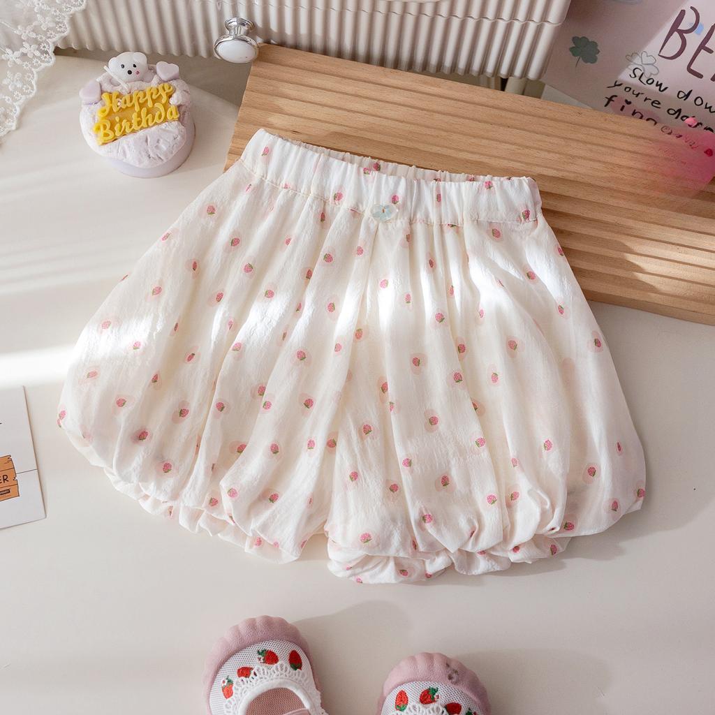 Girls' Summer Flower Bud Pants Cute Cartoon Printed Shorts Women's Treasure Summer Clothes Short Casual Pants