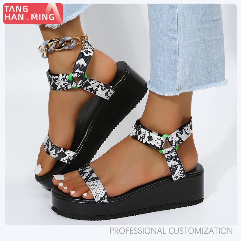 Velcro Studs Decor Thick Sole Sandals main image 0