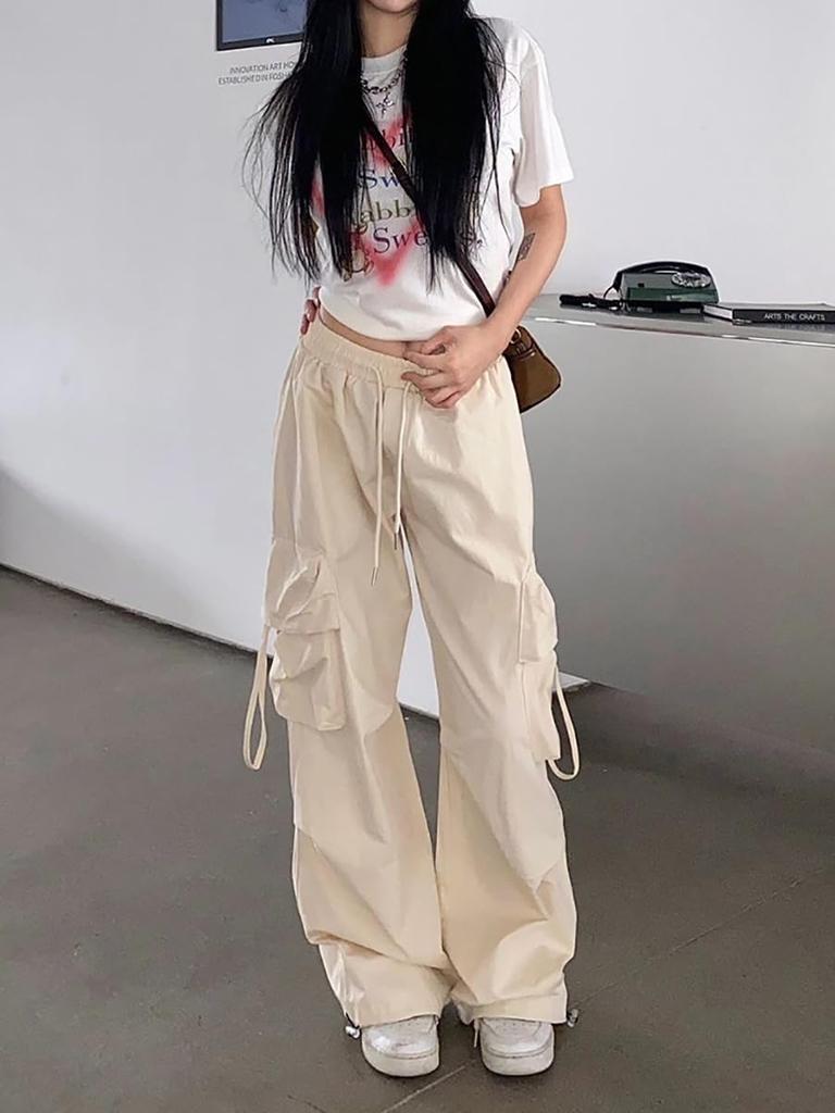 SvaYvee Cargo Weitbein Lang Warm Einfarbig Locker Größe 2XL Damen Fleecegefütterte Hose, Hose, Hose, Hose, Lässig, Stilvoll, Warm, Farbe, Passform,