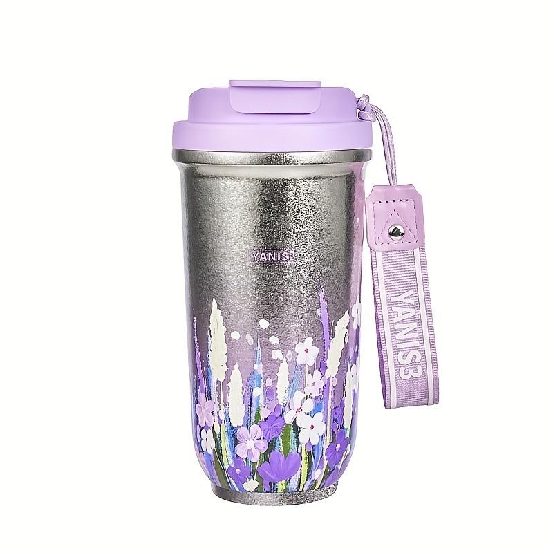

18oz Sakura Titanium Thermal Water Bottle With Straw Stainless Steel Vacuum Thermos Mugs Hot Coffee Tumbler Cup Christmas Gift 550ml