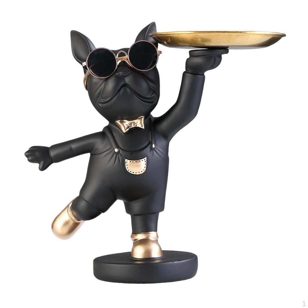 Desk Polyresin Dog Statue Tray Organizer for Living Room Home Decor Snack Holder Decorative Multi