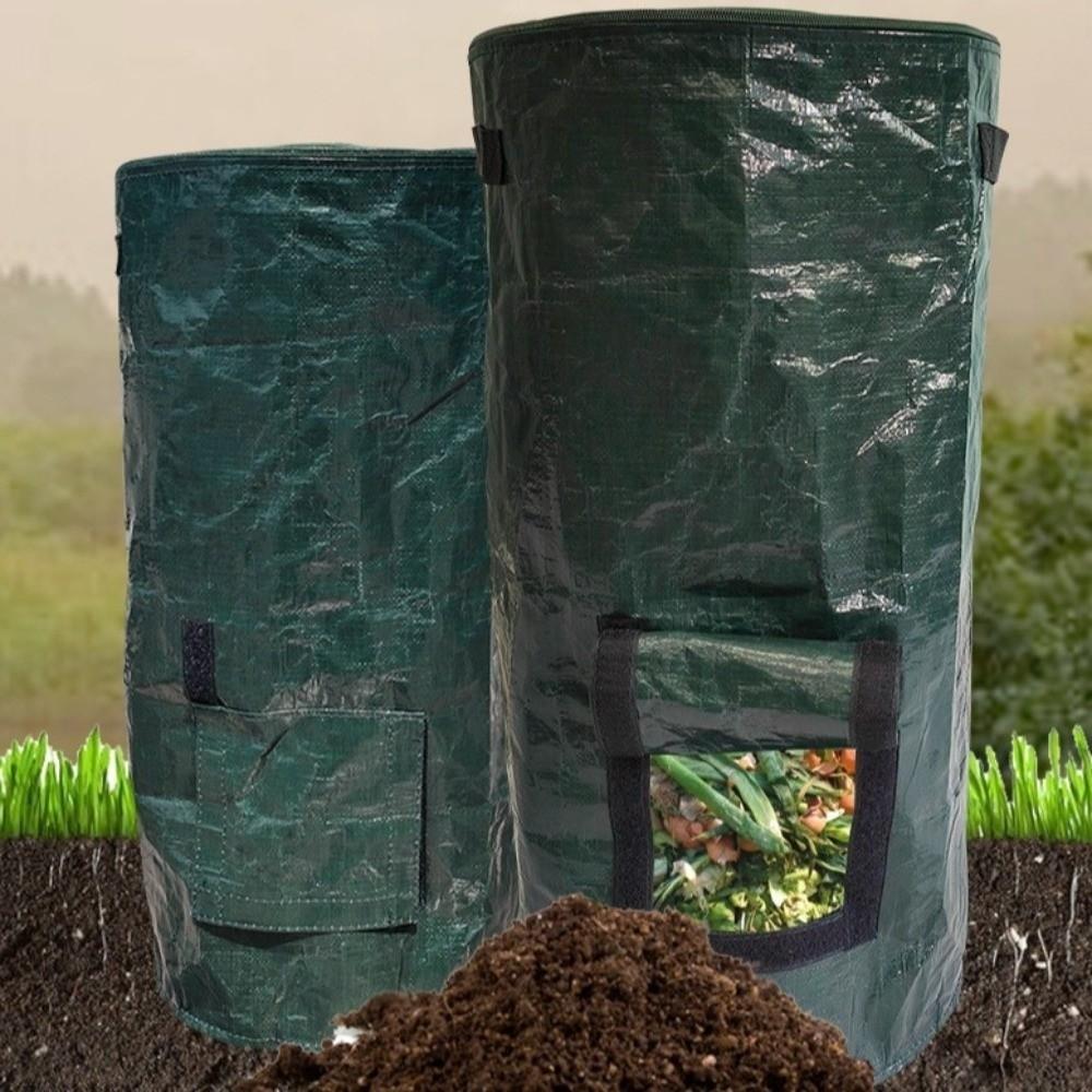 Sealed Compost Bin Bag Zippered Lid Leaf Lawn Bags Waste Collector Gardening Container  Garden Yard