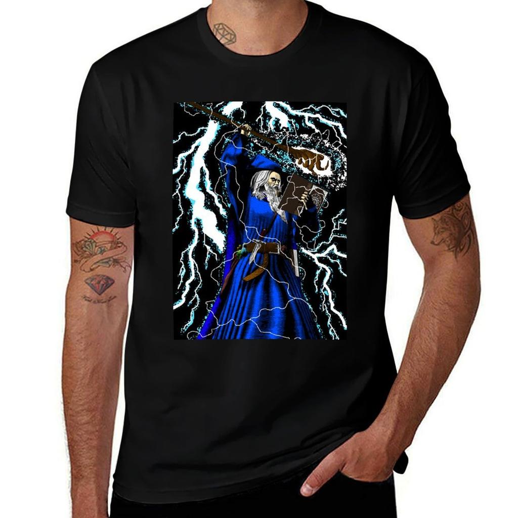 Merlin Traditional High Fantasy Wizard Blue TShirt Sun Block Outdoor TShirt