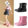 Fashion rain boots waterproof rain shoes warm women non-slip water shoes short tube medium tube women wear-resistant adult