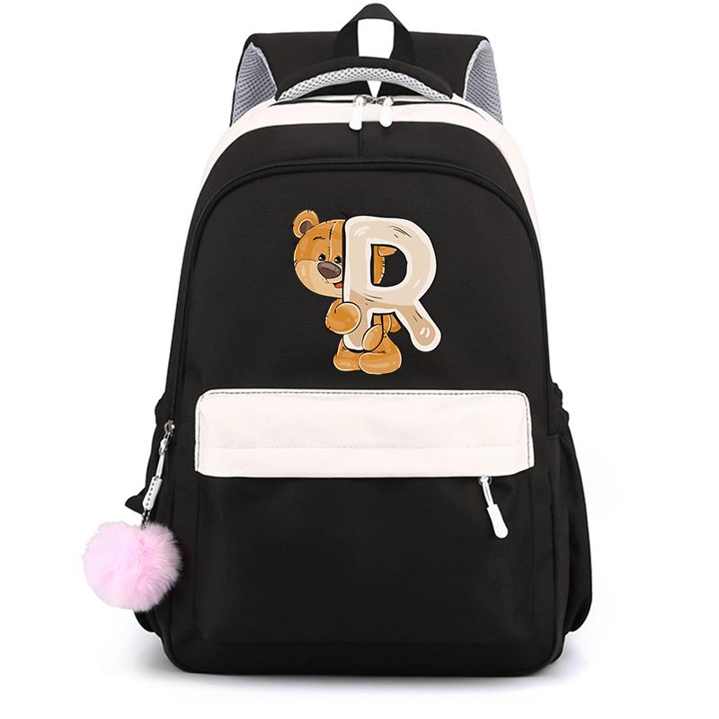 Mały Miś 26 Angielskich Liter Tornister Kawaii Uczeń Tornister Cartoon Bookbag Plecak Mochilas Plecak Nastolatek dla Dziewczynki Prezent