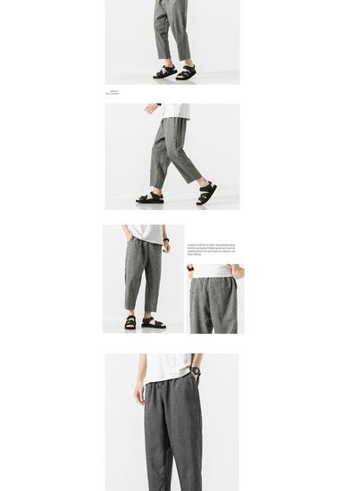 2025 Summer Men's Plus Size Cotton Linen Cropped Trousers - Chinese Style, Japanese Loose Fit, Casual Straight Pants