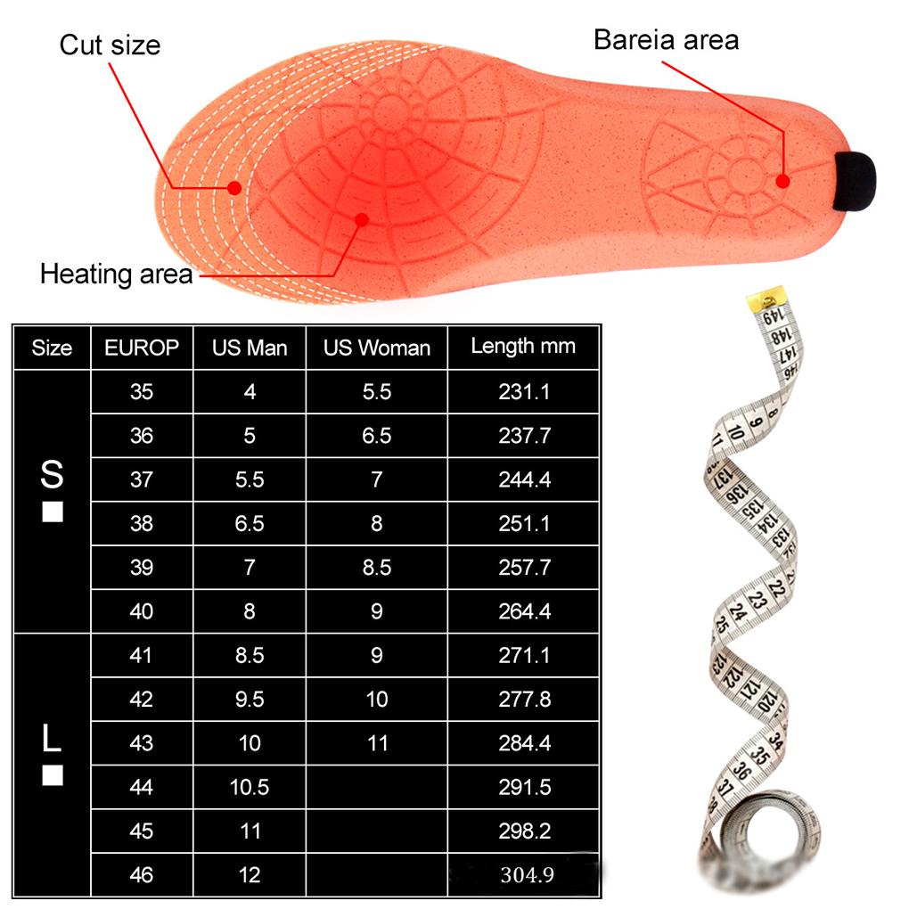 2 Modes Heated Insole Backpacking Electric Foot Warmer Shoe Liner