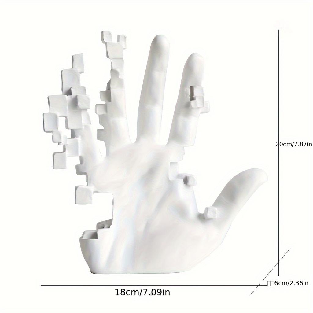 1pc Classic Nordic Style Resin Mosaic Palm Sculpture, Abstract Art Ornament for Home, Living Room, Porch, Cabinet Decor, Universal Holiday Theme