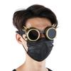 Vintage Spiked Steampunk Goggles Cosplay Glasses Double Layer Windproof (bronze)