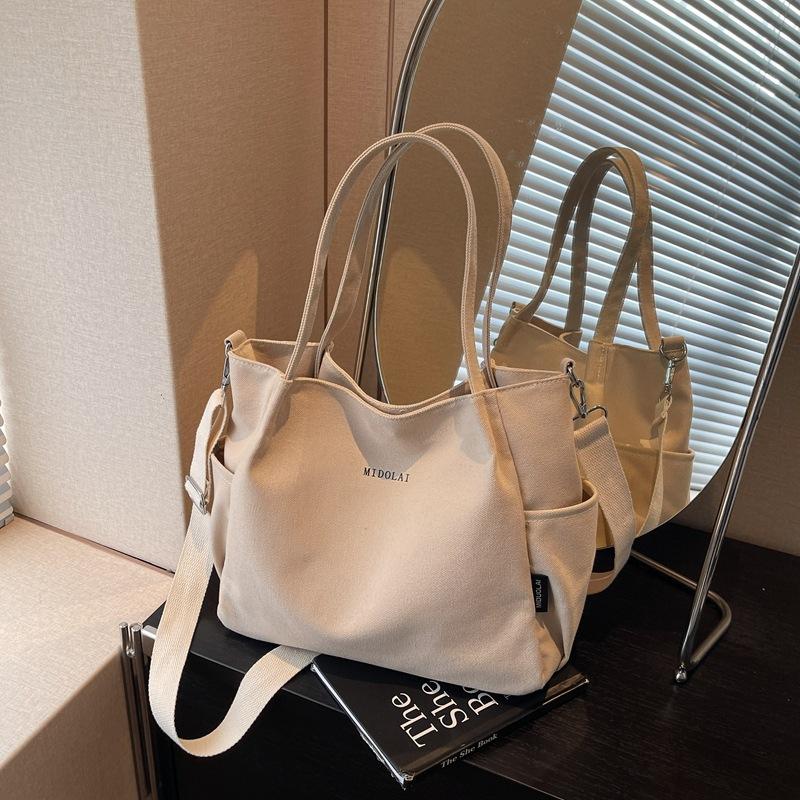 

Повседневная холщовая сумка-тоут женская большой вместимости студенческая сумка-тоут для занятий универсальная сумка-мессенджер на плечо для поездок