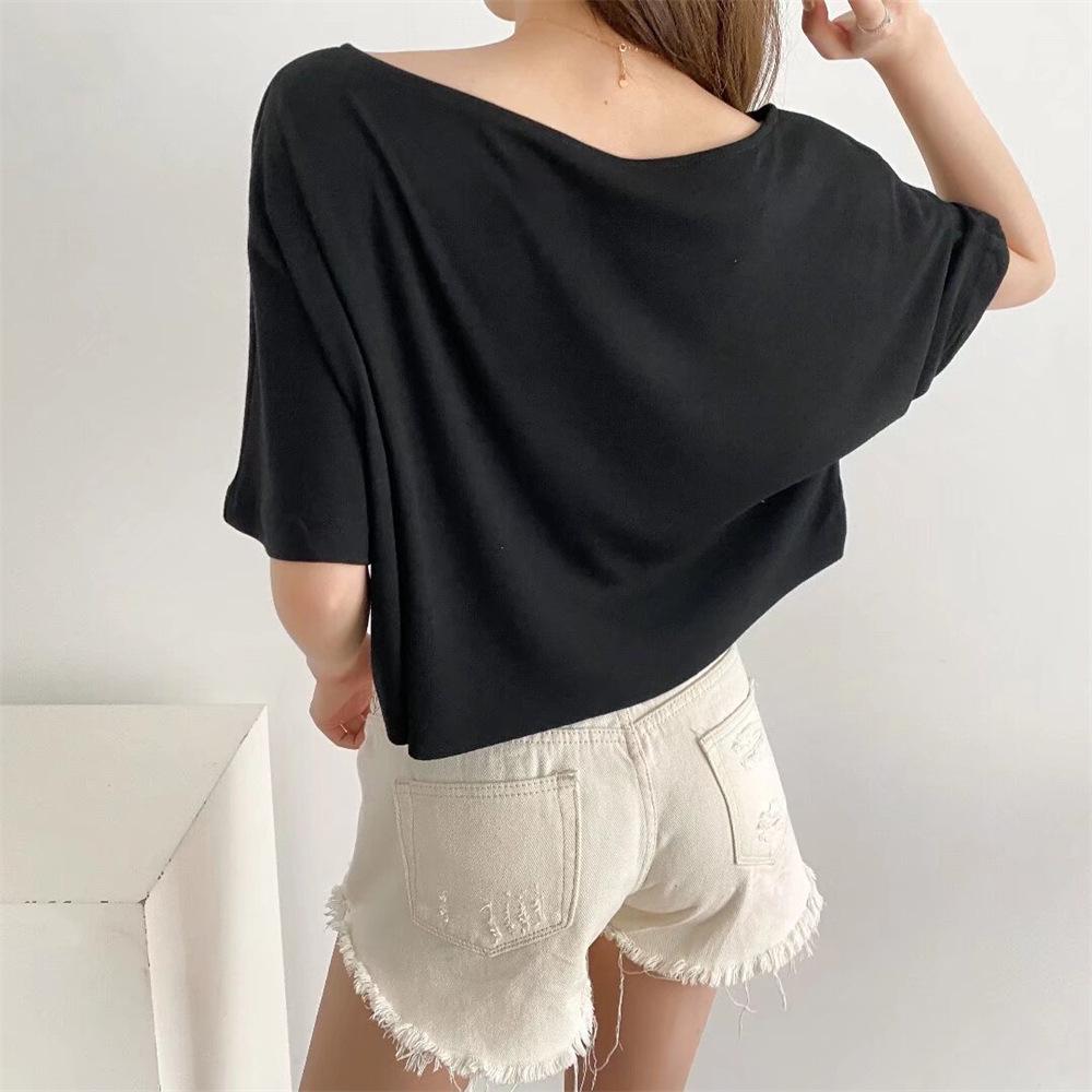 Trendy Dámský Crop Top Evropského a Amerického Stylu s Kulatým Výstřihem a Polovičním Rukávem