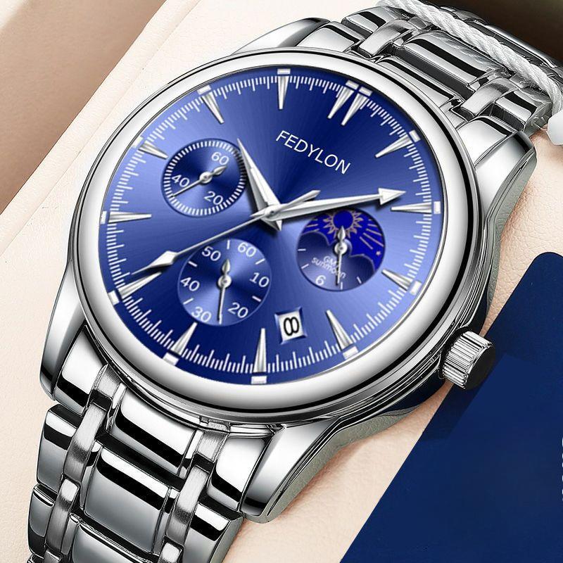 Men's Watches High-end Fully Automatic Non-mechanical Watch Brand Steel Belt Business Waterproof Quartz Men