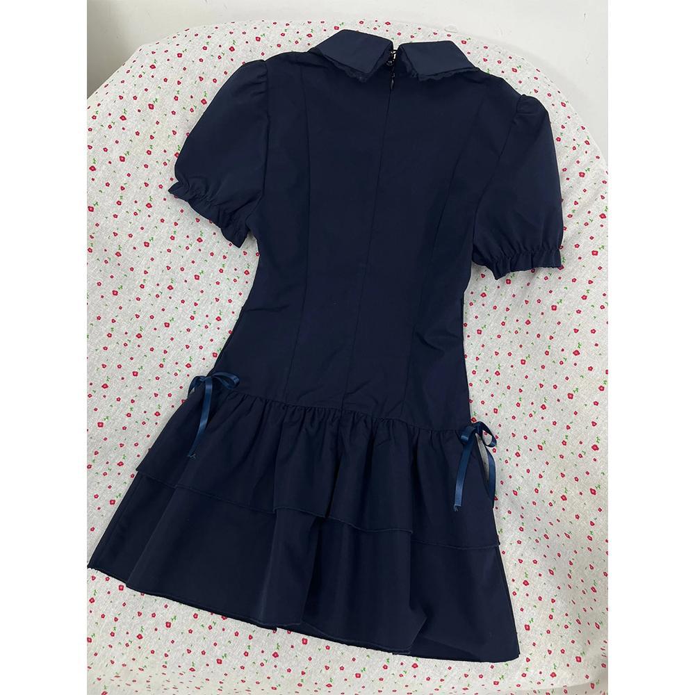 Summer New Skirts, Women's Vintage Lace Splicing, Girly Style Outfits, Waist Slimming Shirt Dresses