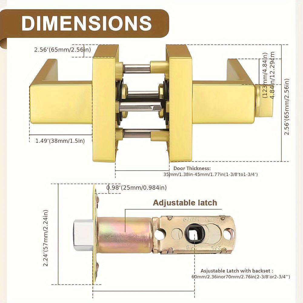 Brushed Gold Door Handles, Heavy Duty Keyless Privacy Door Lever, Reversible Square Door Handle Without Keys for Bedroom Bathroo